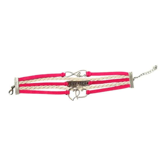 Love Best Friend Hearts Multi-layered Faux Leather Bracelet - Picture 2 of 3